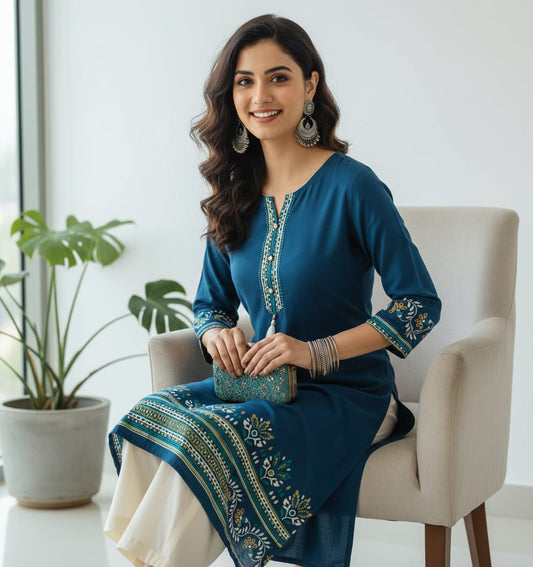 Aarohi Teal Kurti | Mayura