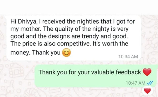WhatsApp testimonial from Sangeetha